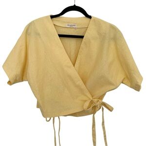 Bellewaera Yellow Short Sleeve Wrap Top EU 42 Approx Medium Large